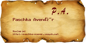 Paschka Avenár névjegykártya